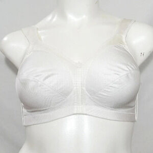 42C Exquisite Form 2558 Jacquard Satin‎ Divided Cup Wire Free Bra White NWOT